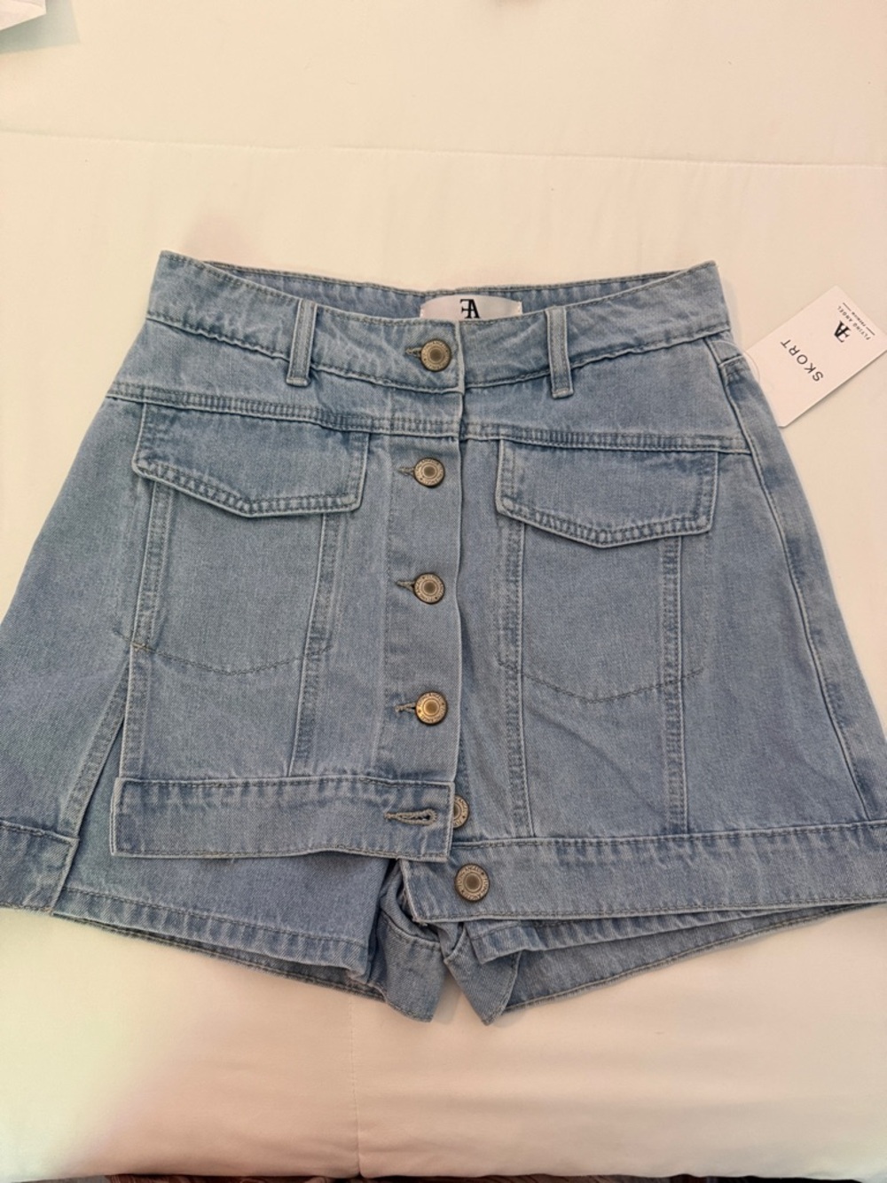 NWT-New-Flying Angel High-Rise Light Blue Denim Button-Front Shorts